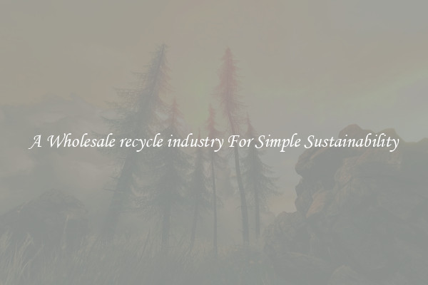  A Wholesale recycle industry For Simple Sustainability 